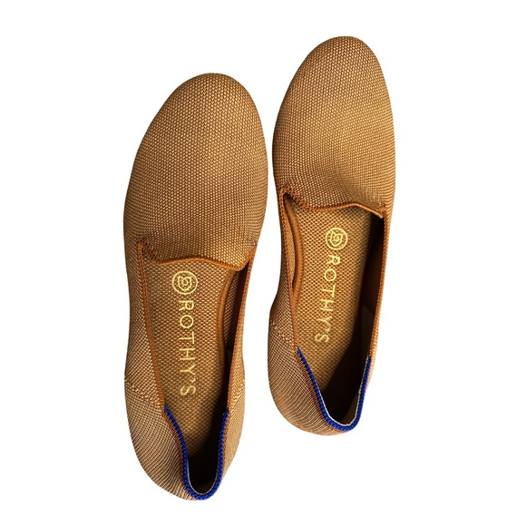 Women’s Rothy's Caramel Loafers with Blue Heel Trim Accent Size 7.5 - Picture 9 of 11